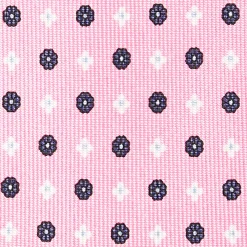 Pink 7 Fold Sartorial Silk Tie - Small Flower Pattern