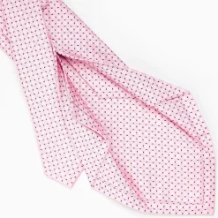 Pink 5 Fold Sartorial Silk Tie - Small Flower Pattern