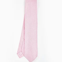 Pink 5 Fold Sartorial Silk Tie - Small Flower Pattern