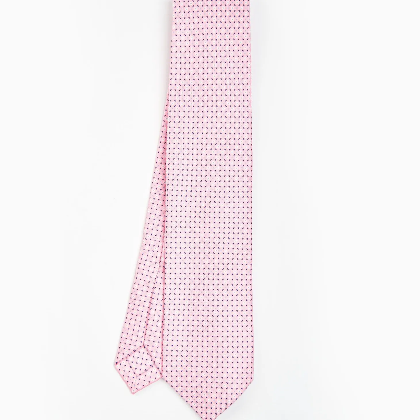 Pink 5 Fold Sartorial Silk Tie - Small Flower Pattern