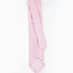 Pink 5 Fold Sartorial Silk Tie - Small Flower Pattern