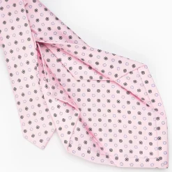 Pink 5 Fold Sartorial Silk Tie - Small Flower Pattern