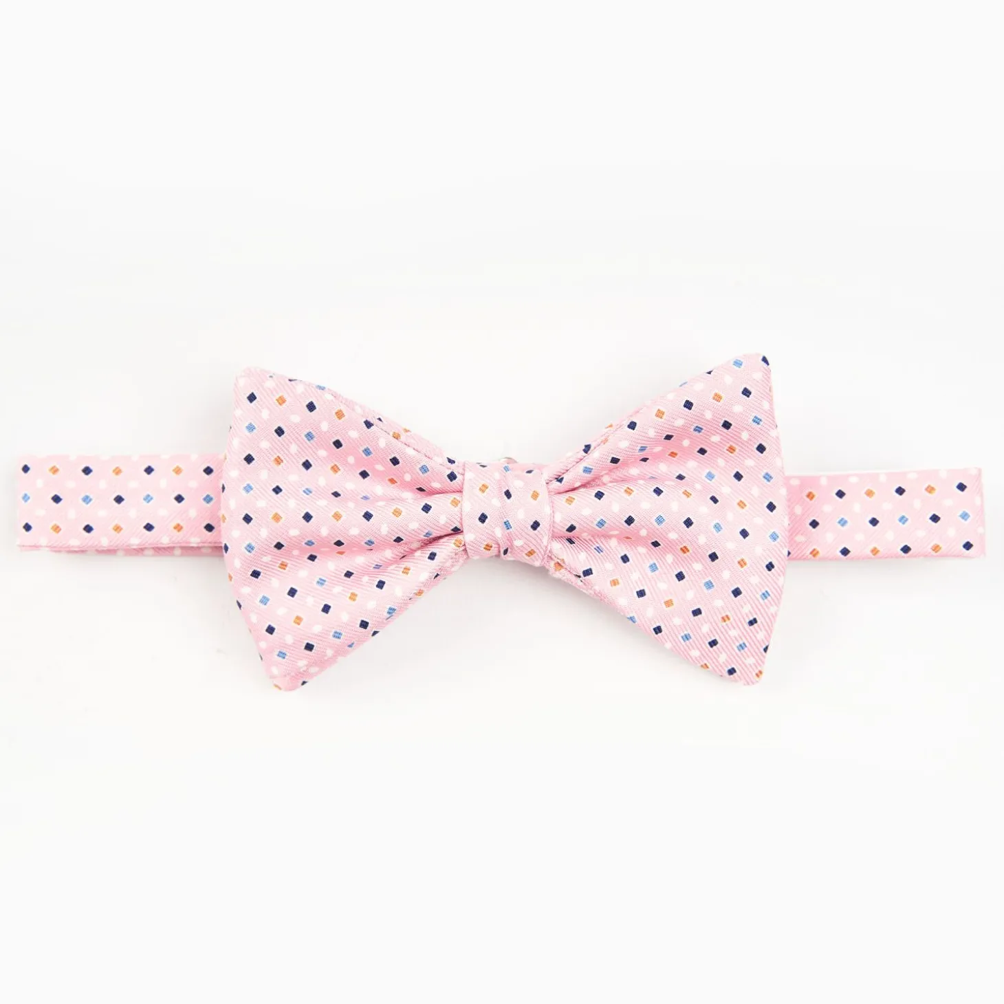 Pink Pre-Knotted Silk Bowtie - Small Geometric Pattern