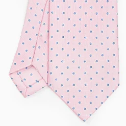 Pink Sartorial Classic Silk Tie - Small Flower Pattern