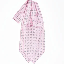 Pink Silk Ascot Tie - Small Flower Designs