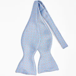 Poeder Blue Silk Bowtie To Self-Tie - Small Geometric Pattern