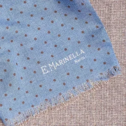 Powder Blue And Brown Double Patterned Wool And Silk Scarf