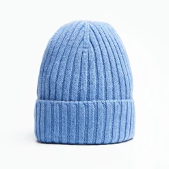 Powder Blue Cashmere Ribbed Beanie