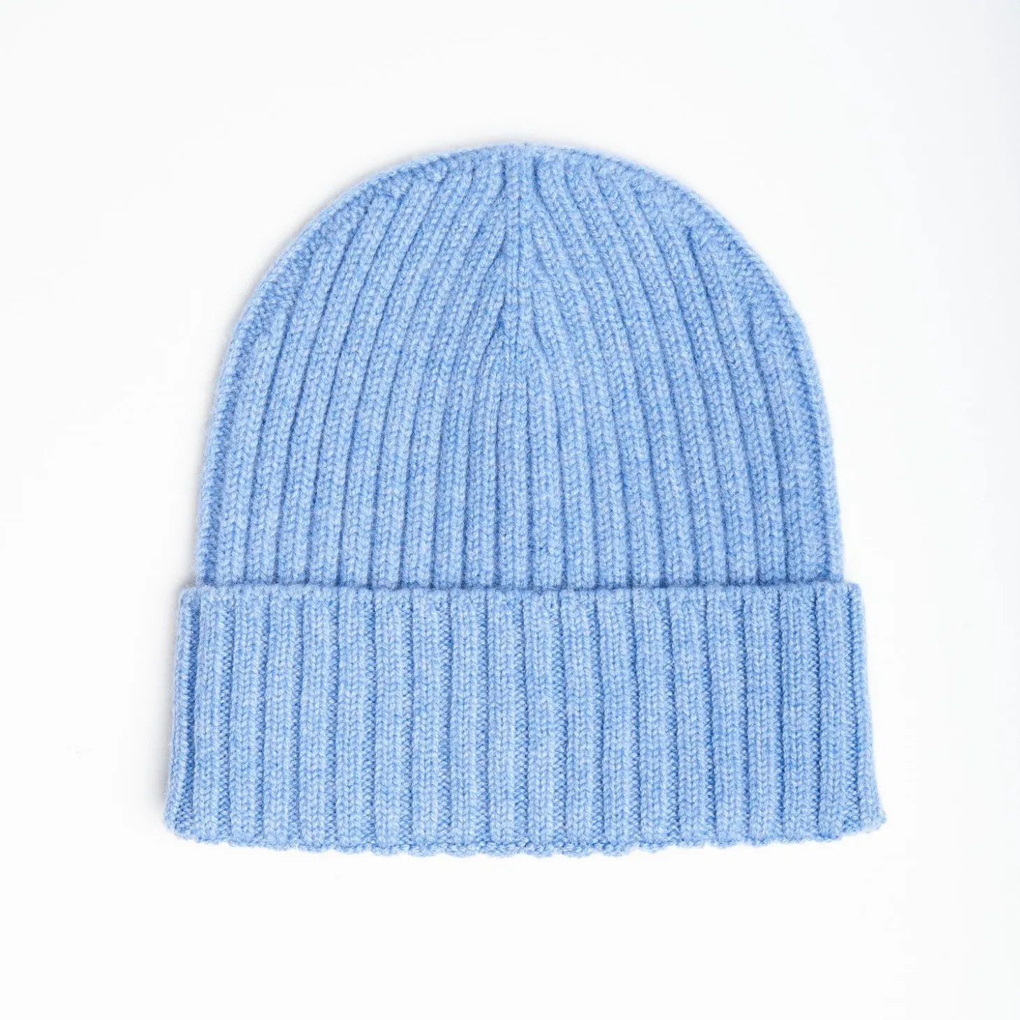 Powder Blue Cashmere Ribbed Beanie