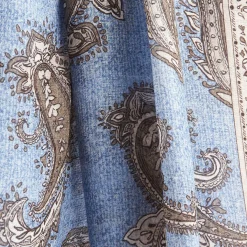 Powder Blue Cotton And Linen Scarf - Paisley Pattern