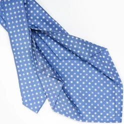 Powder Blue 5 Fold Sartorial Silk Tie - Small Flower Pattern