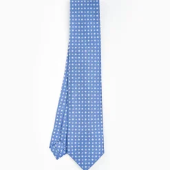 Powder Blue 5 Fold Sartorial Silk Tie - Small Flower Pattern