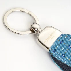 Powder Blue Keyfob In Silk And Leather