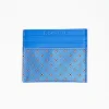 Powder Blue Leather And Silk Credit Card Holder - 5 Compartments