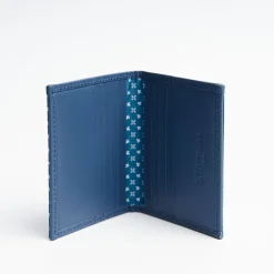 Powder Blue Leather Folding Card Holder - 10 Compartments