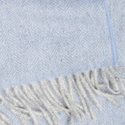 Powder Blue Pure Cashmere Fringed Scarf