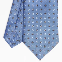 Powder Blue Sartorial Classic Silk Tie - Small Flower Pattern
