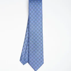 Powder Blue Sartorial Classic Silk Tie - Small Flower Pattern