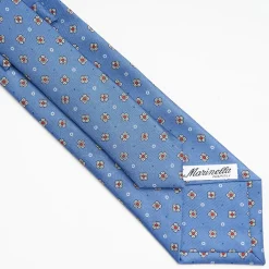 Powder Blue Sartorial Classic Silk Tie Large Flower Pattern