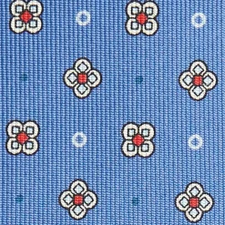 Powder Blue Sartorial Classic Silk Tie Large Flower Pattern