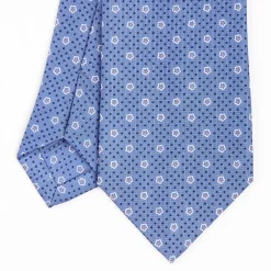 Powder Blue Sartorial Classic Silk Tie - Small Flower Pattern