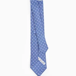 Powder Blue Sartorial Classic Silk Tie - Small Flower Pattern