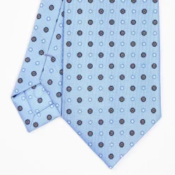 Powder Blue Sartorial Classic Silk Tie - Small Flower Pattern