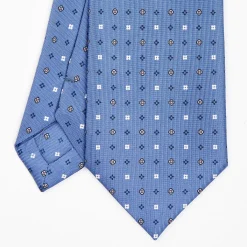 Powder Blue Sartorial Classic Silk Tie - Small Flower Pattern