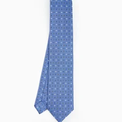 Powder Blue Sartorial Classic Silk Tie - Small Flower Pattern