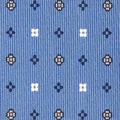 Powder Blue Sartorial Classic Silk Tie - Small Flower Pattern