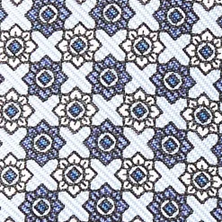 Powder Blue Silk Bowtie To Self-Tie - Small Flower Pattern