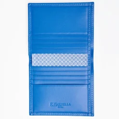 Powder Blue Small Wallet In Silk And Leather