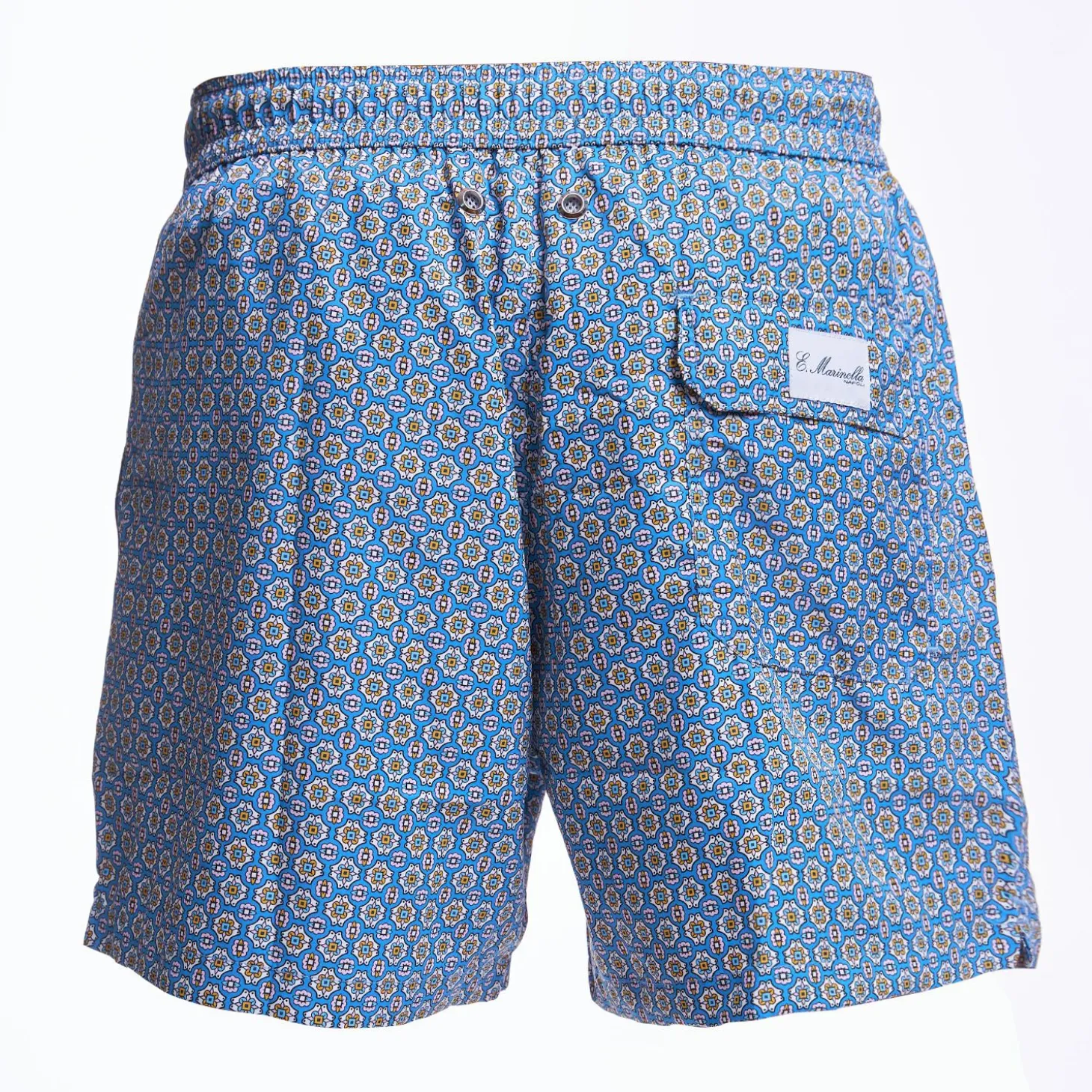 Powder Blue Swim Short - Large Flower Pattern