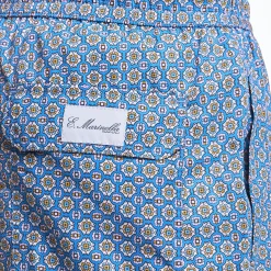 Powder Blue Swim Short - Large Flower Pattern