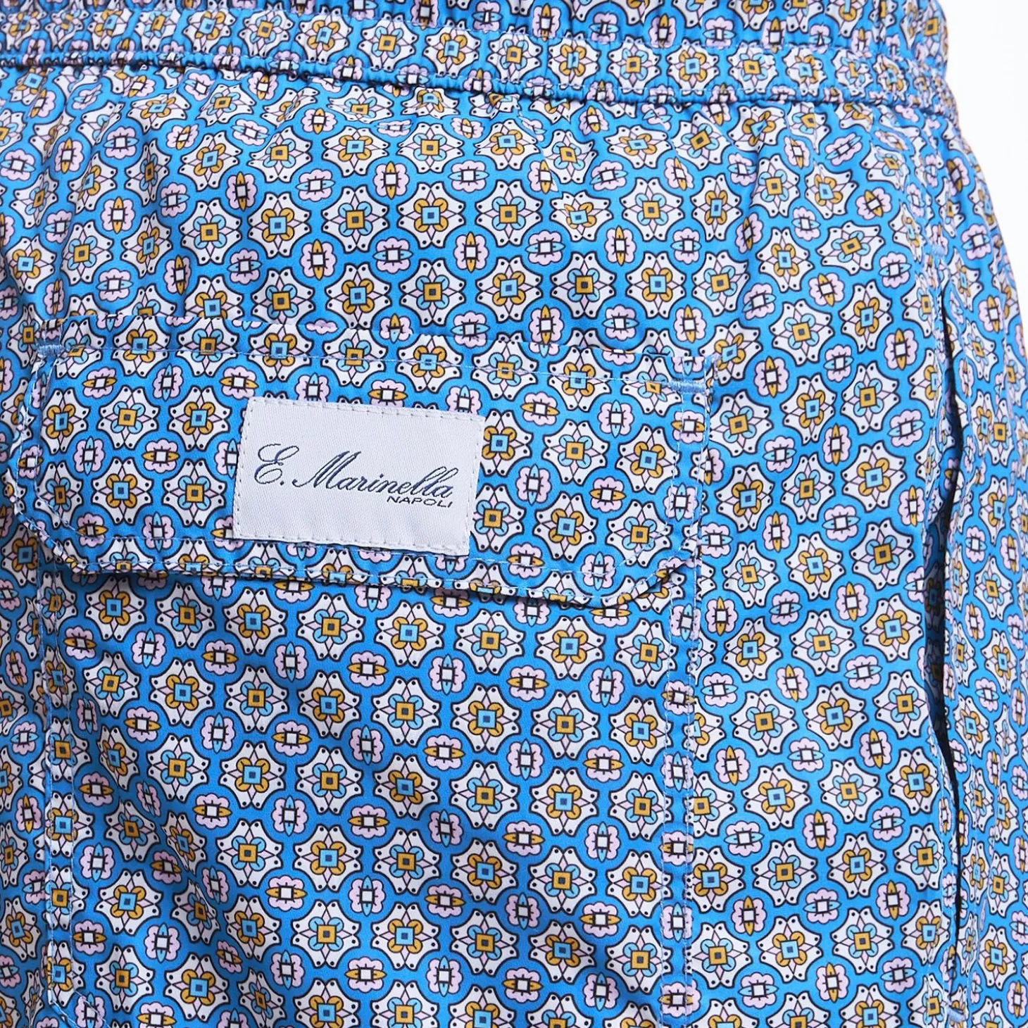 Powder Blue Swim Short - Large Flower Pattern