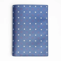 Powder Blue Vertical Wallet In Silk And Leather