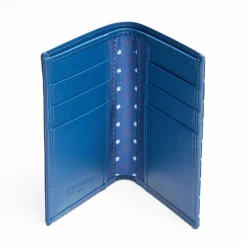 Powder Blue Vertical Wallet In Silk And Leather