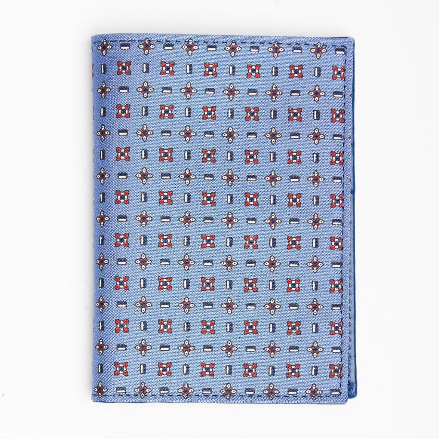 Powder Blue Vertical Wallet In Silk And Leather