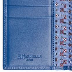 Powder Blue Vertical Wallet In Silk And Leather