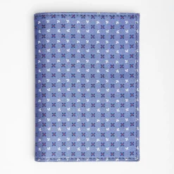 Powder Blue Vertical Wallet In Silk And Leather