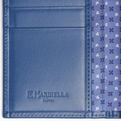 Powder Blue Vertical Wallet In Silk And Leather