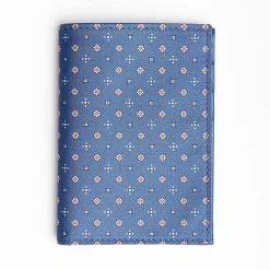 Powder Blue Vertical Wallet In Silk And Leather