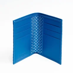 Powder Blue Vertical Wallet In Silk And Leather