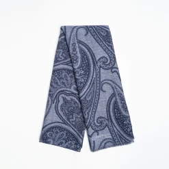 Powder Blue Wool Stole - Paisley Pattern