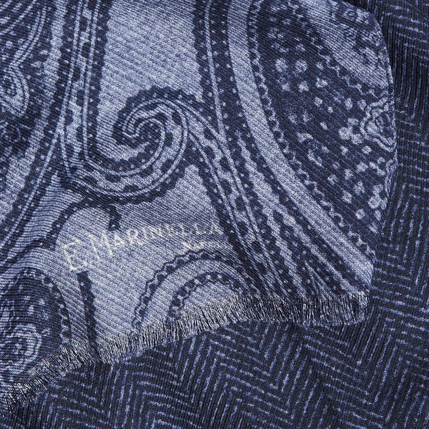 Powder Blue Wool Stole - Paisley Pattern