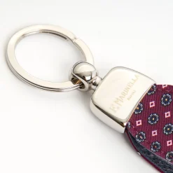 Purple Keyfob In Silk And Leather