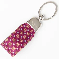 Purple Keyfob In Silk And Leather