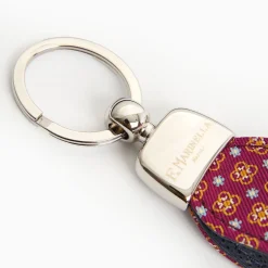Purple Keyfob In Silk And Leather