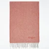 Red Cashmere Fringed Scarf