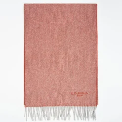 Red Cashmere Fringed Scarf